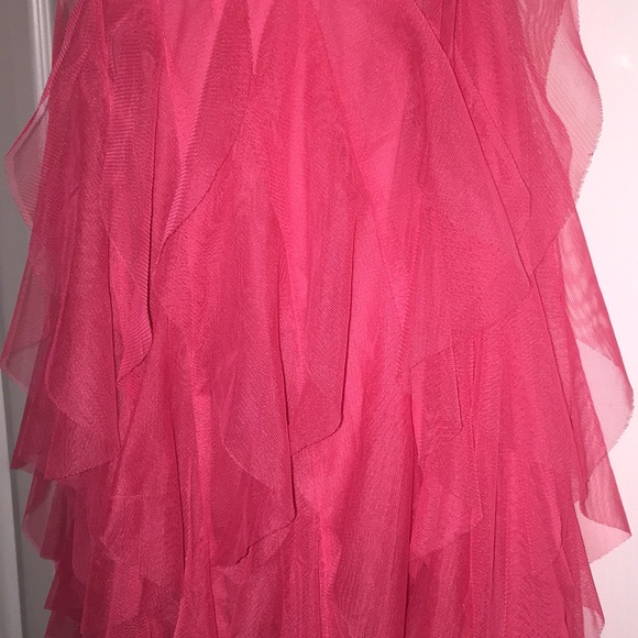 Deb Ladies Strapless High Low Ruffled Formal Prom Dress Pink Size 11/12 - Picture 7 of 15